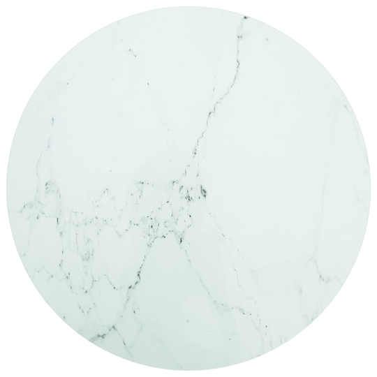 vidaXL Pöytälevy valkoinen Ø80x1 cm karkaistu lasi marmorikuvio