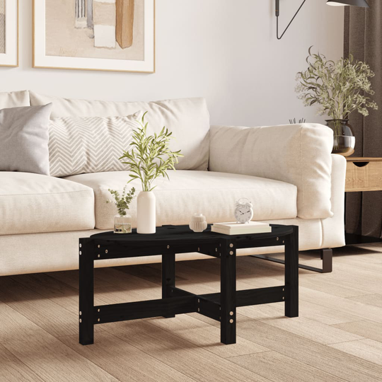 vidaXL Sohvapöytä musta 87x48x35 cm täysi mänty