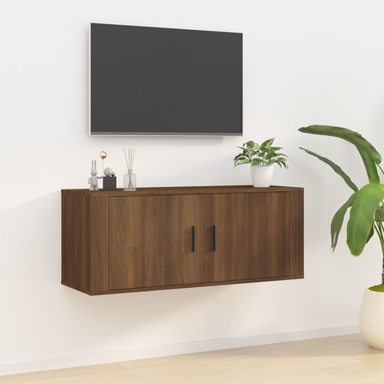 vidaXL Seinäkiinnitettävä TV-taso ruskea tammi 100x34,5x40 cm