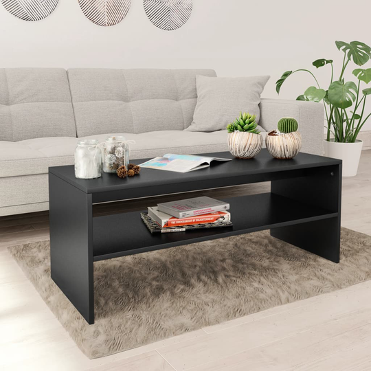 vidaXL Sohvapöytä musta 100x40x40 cm lastulevy