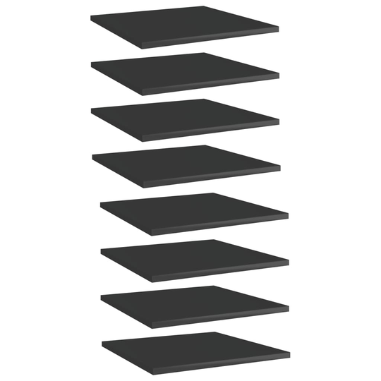 vidaXL Kirjahyllytasot 8 kpl korkeakiilto musta 40x40x1,5 cm lastulevy