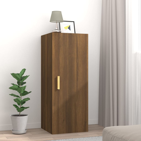 vidaXL Seinäkaappi ruskea tammi 34,5x34x90 cm tekninen puu