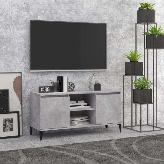 vidaXL TV-taso metallijaloilla betoninharmaa 103,5x35x50 cm