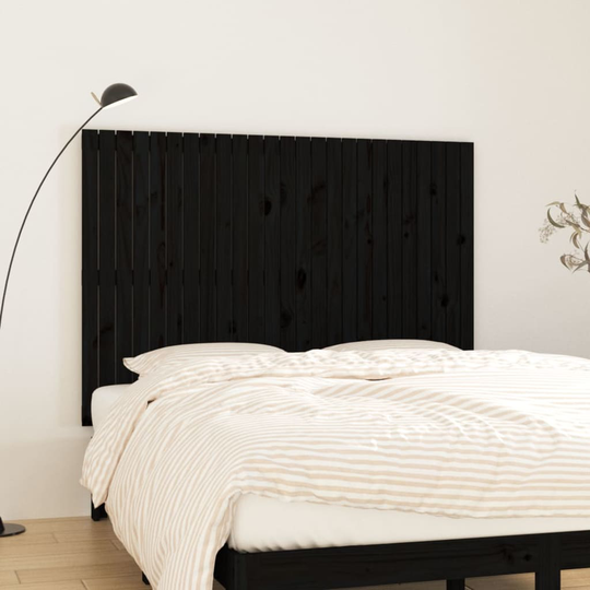vidaXL Sängynpääty seinälle musta 159,5x3x110 cm täysi mänty