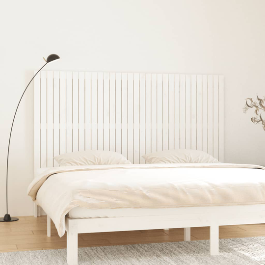 vidaXL Sängynpääty seinälle valkoinen 204x3x110 cm täysi mänty