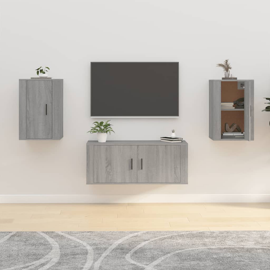 vidaXL Seinäkiinnitettävät TV-tasot 2 kpl harmaa Sonoma 40x34,5x60 cm