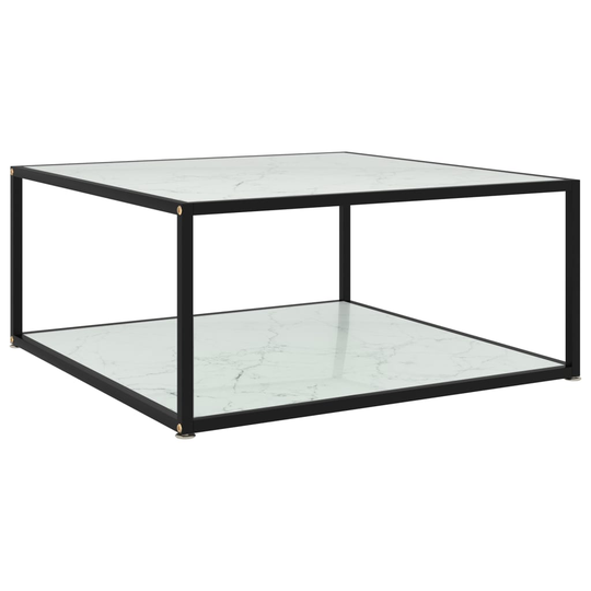 vidaXL Sohvapöytä valkoinen 80x80x35 cm karkaistu lasi
