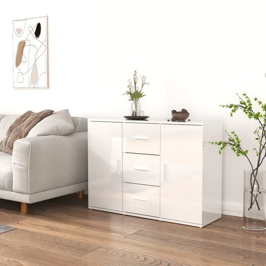 vidaXL Senkki korkeakiilto valkoinen 91x29,5x65 cm tekninen puu