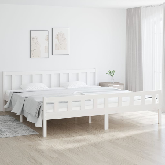 vidaXL Sängynrunko valkoinen täysi puu 200 x 200 cm