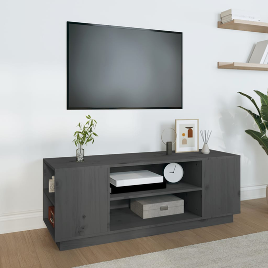 vidaXL TV-taso harmaa 110x35x40,5 cm täysi mänty