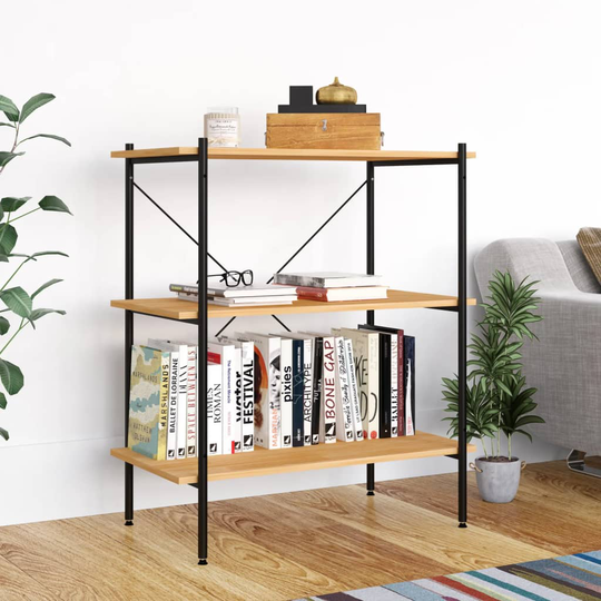 vidaXL 3-kerroksinen Hyllykkö musta ja tammi 80x40x92 cm