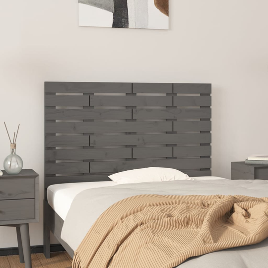 vidaXL Sängynpääty seinälle harmaa 96x3x63 cm täysi mänty