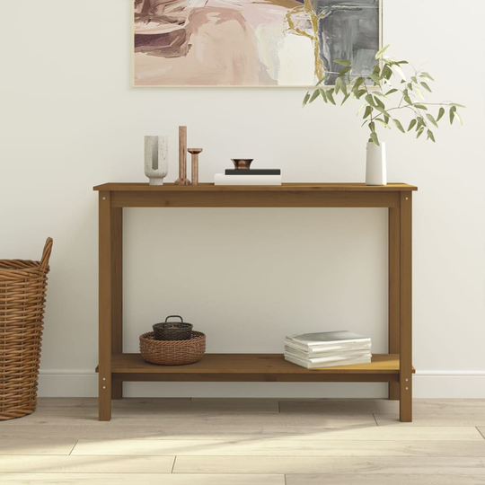vidaXL Konsolipöytä hunajanruskea 110x40x80 cm täysi mänty