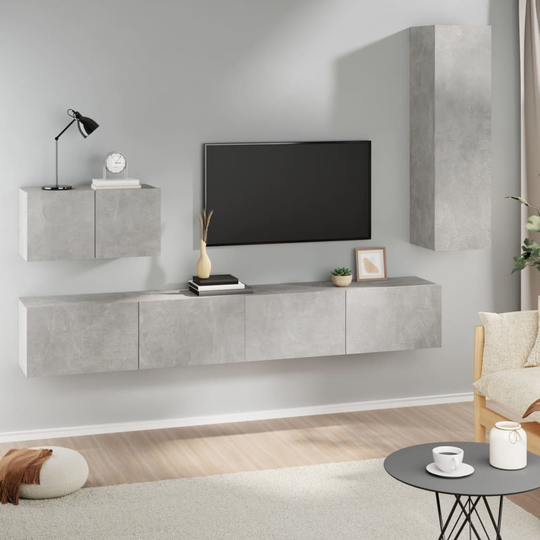 vidaXL 4-osainen TV-kaappisarja betoninharmaa tekninen puu