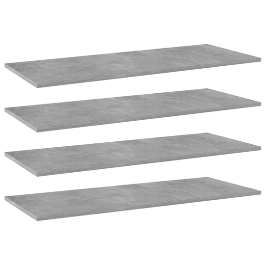 vidaXL Kirjahyllytasot 4 kpl betoninharmaa 100x40x1,5 cm lastulevy
