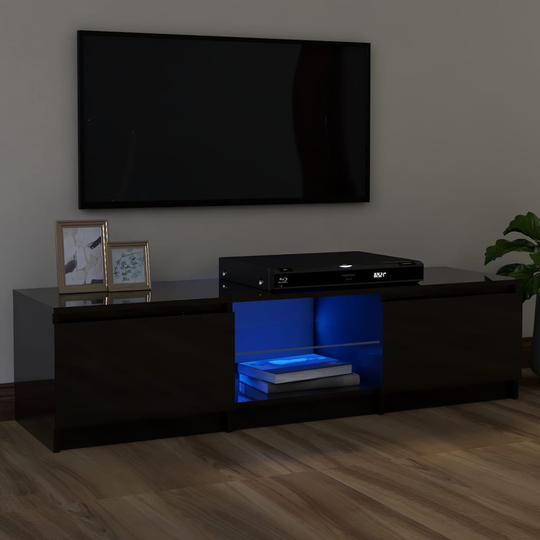 vidaXL TV-taso LED-valoilla korkeakiilto musta 120x30x35,5 cm