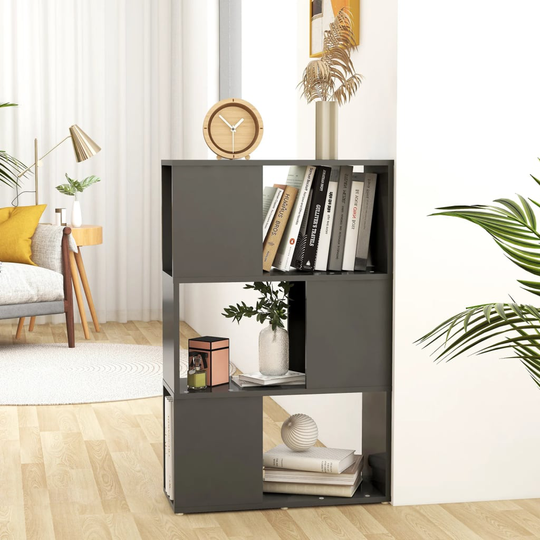 vidaXL Kirjahylly/tilanjakaja harmaa 60x24x94 cm lastulevy