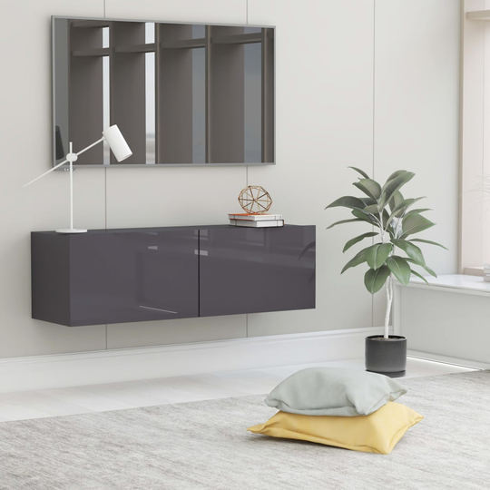 vidaXL TV-taso korkeakiilto harmaa 100x30x30 cm lastulevy