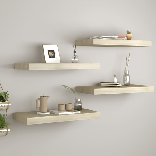 vidaXL Kelluvat seinähyllyt 4 kpl tammi 50x23x3,8 cm MDF