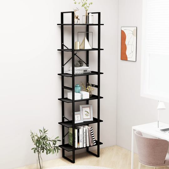 vidaXL Säilytyshylly musta 60x30x210 cm tekninen puu