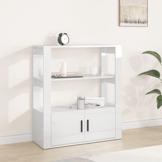 vidaXL Senkki korkeakiilto valkoinen 80x30x90 cm tekninen puu