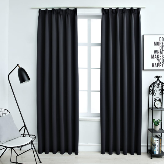 vidaXL Pimennysverhot koukuilla 2 kpl musta 140x175 cm