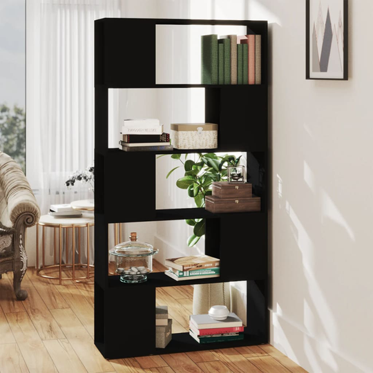 vidaXL Kirjahylly/tilanjakaja musta 80x24x155 cm lastulevy