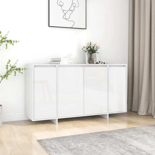 vidaXL Senkki korkeakiilto valkoinen 135x41x75 cm lastulevy
