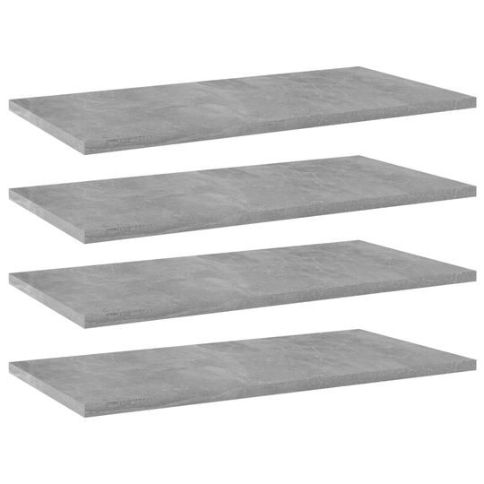 vidaXL Kirjahyllytasot 4 kpl betoninharmaa 60x30x1,5 cm lastulevy