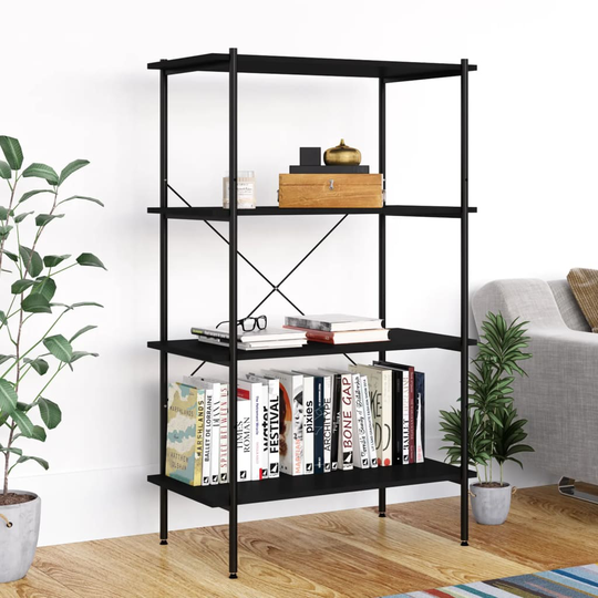 vidaXL 4-kerroksinen Hyllykkö musta 80x40x130 cm