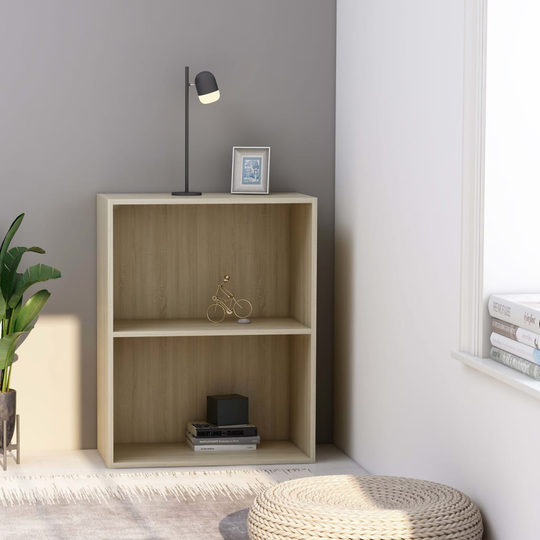 vidaXL 2-tasoinen kirjahylly Sonoma-tammi 60x30x76,5 cm lastulevy