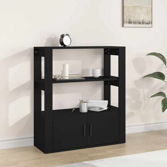 vidaXL Senkki musta 80x30x90 cm tekninen puu