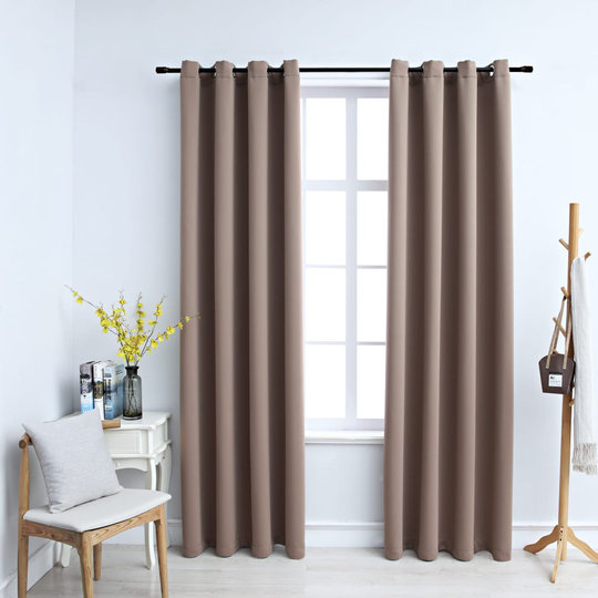 vidaXL Pimennysverhot metallirenkailla 2 kpl ruskeanharmaa 140x175 cm