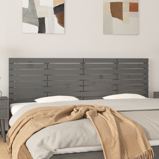 vidaXL Sängynpääty seinälle harmaa 166x3x63 cm täysi mänty