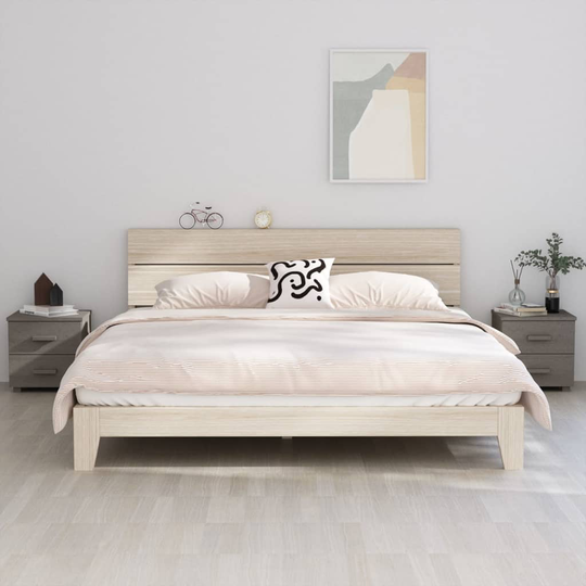 vidaXL Yöpöydät HAMAR 2 kpl vaaleanharmaa 40x35x44,5 cm täysi puu