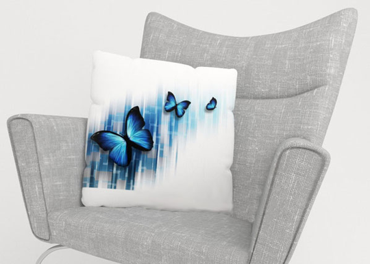 Koristetyynyliina BLUE BUTTERFLIES 45x45 cm