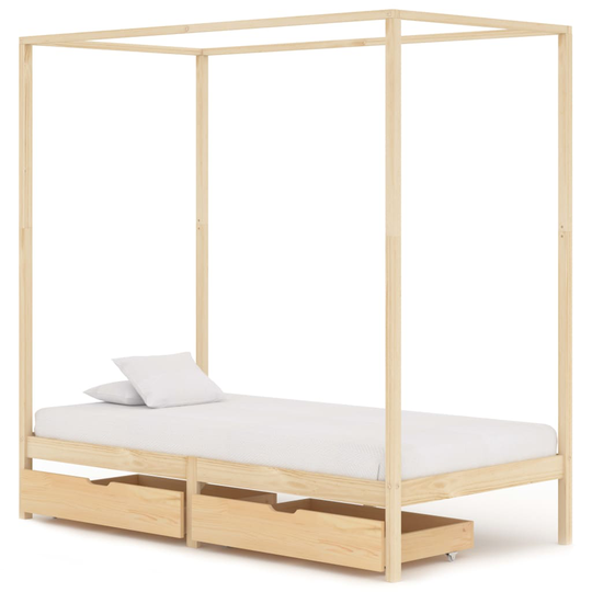 vidaXL Pylvässänky 2 vetolaatikolla täysi mänty 100x200 cm