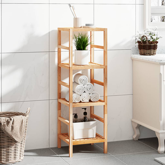 vidaXL Kylpyhuoneen hyllykkö 35,5x35,5x112,5 cm täysi pähkinäpuu