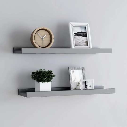 vidaXL Tauluhyllyt 2 kpl harmaa 40x9x3 cm MDF
