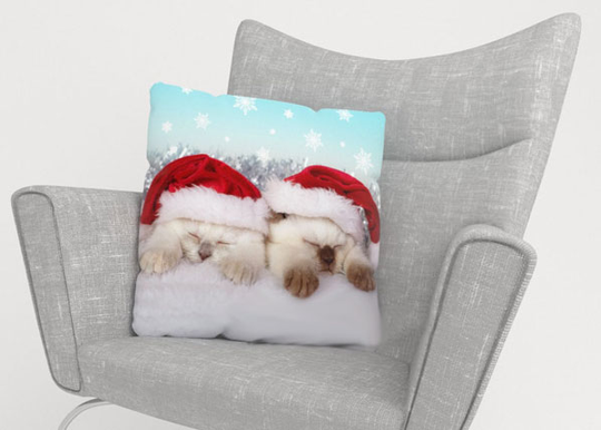 Koristetyynyliina CHRISTMAS KITTENS 40x40 cm
