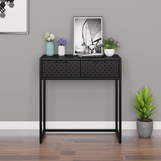 vidaXL Konsolipöytä musta 72x35x75 cm teräs