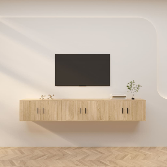 vidaXL Seinäkiinnitettävät TV-kaapit 3 kpl Sonoma-tammi 80x34,5x40 cm