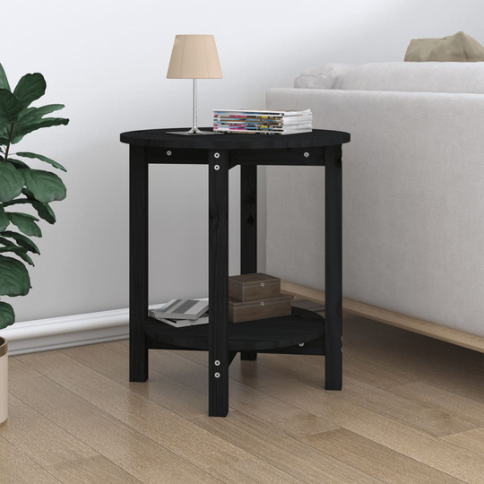vidaXL Sohvapöytä musta Ø 55x60 cm täysi mänty