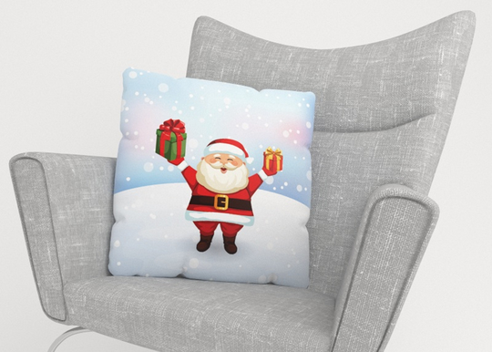 Koristetyynyliina Santa with a Gift 45x45 cm