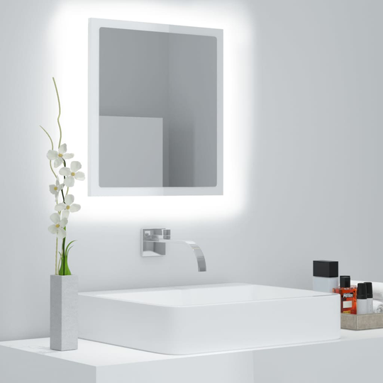 vidaXL LED-kylpyhuonepeili korkeakiilto valk. 40x8,5x37 cm akryyli