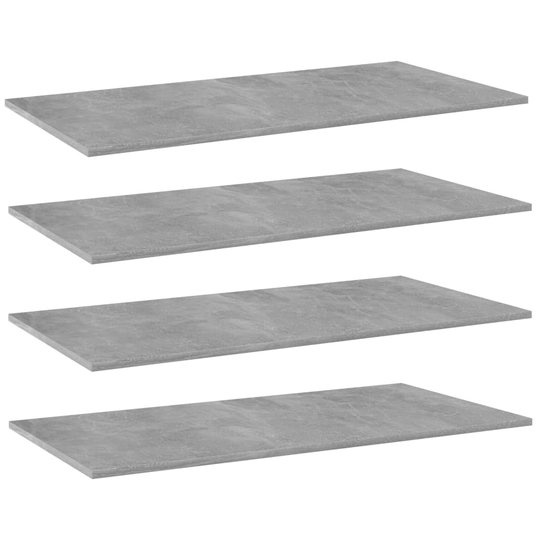 vidaXL Kirjahyllytasot 4 kpl betoninharmaa 100x50x1,5 cm lastulevy