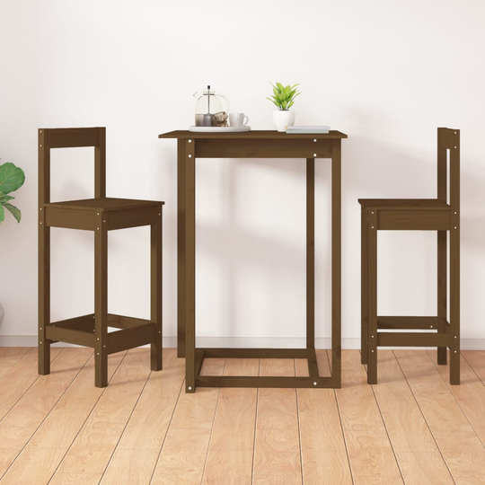 vidaXL Baarituolit 2 kpl hunajanruskea 40x41,5x112 cm täysi mänty