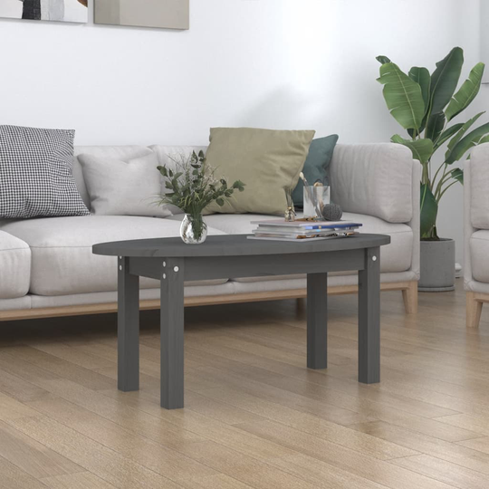 vidaXL Sohvapöytä harmaa 80x40x35 cm täysi mänty