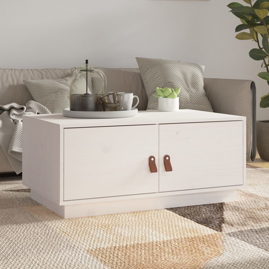 vidaXL Sohvapöytä valkoinen 80x50x35 cm täysi mänty