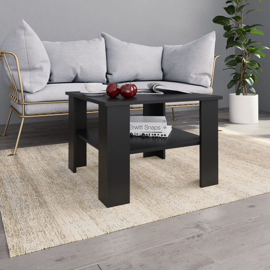 vidaXL Sohvapöytä musta 60x60x42 cm lastulevy
